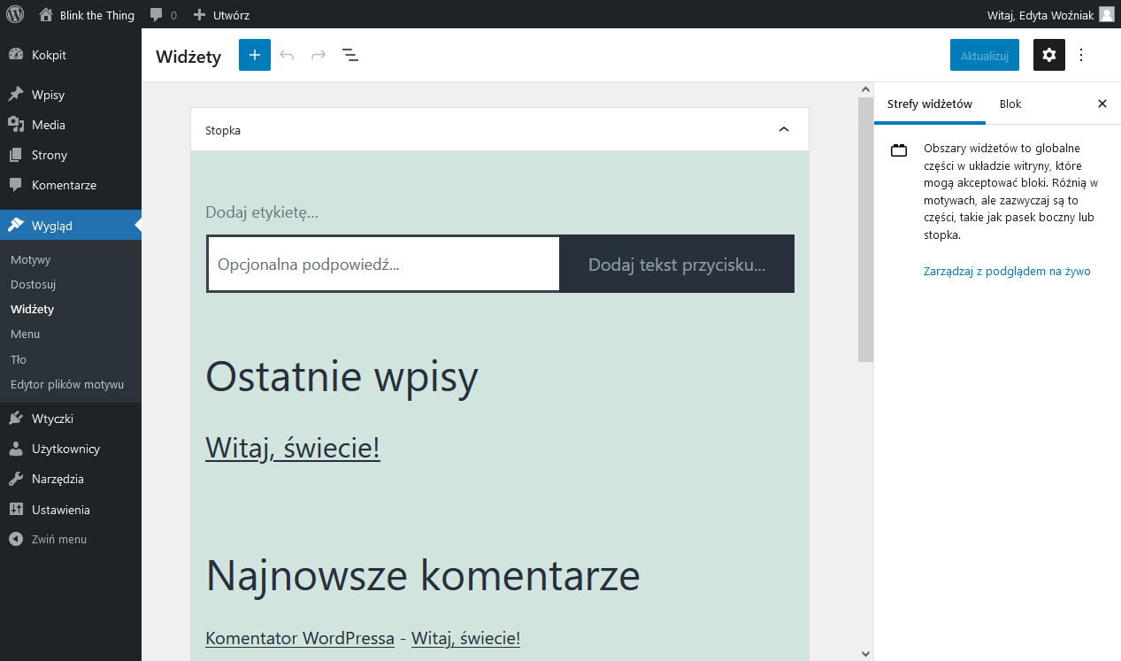 Kurs WordPress: kokpit - wygląd: widgety