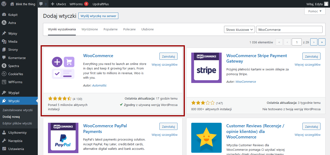 WooCommerce - sklep na WordPressie: instalacja wtyczki