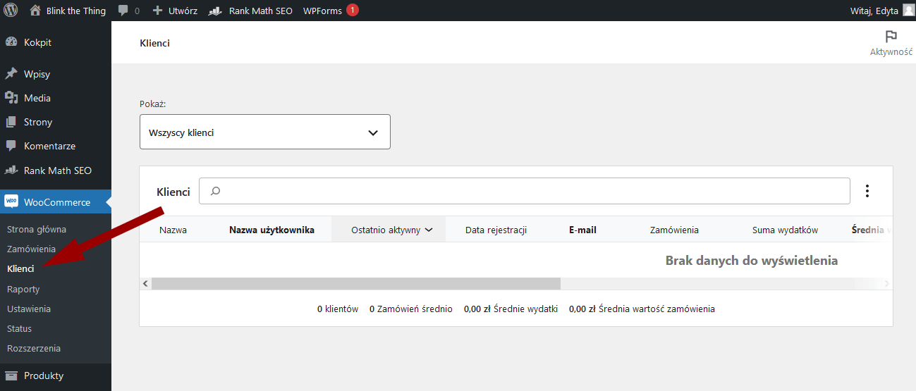 WooCommerce - sklep na WordPressie: panel administracyjny WooCommerce - klienci